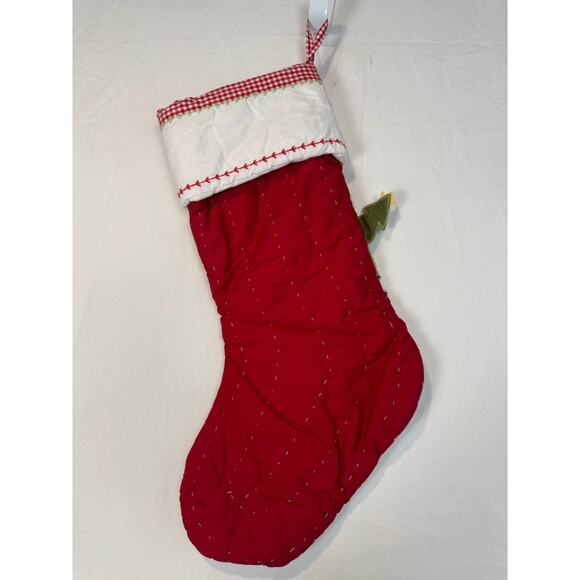 Pottery Barn Kids Red & Gingham Quilted Train Christmas Stocking Mono Patrick - Picture 2 of 5